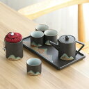 急須 湯呑み セット ティーポット 番茶器セット 茶器揃 陶磁茶具セット 茶器 茶皿 旅行ティーセットー カップ シンプルな和風 包装箱付き お出かけ用 和風急須 4杯セット 7点入 おしゃれ 茶道具