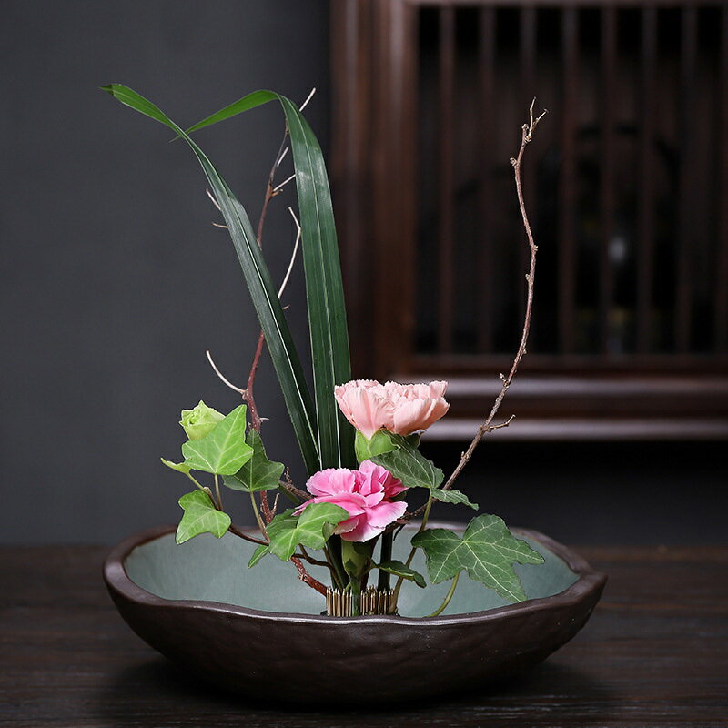 生け花 花器 3.5センチ剣山付き 生花用の花器 花瓶 花器 水盤 フラワーアレンジメント 陶器 生け花 生け花用花器 陶器花入れ いけばな道具 華道用花器