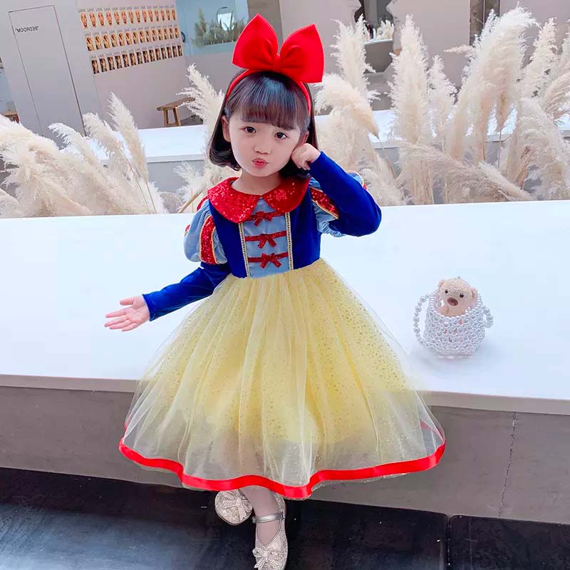 「子供ドレス」ワンピース 秋 冬 HALLOWEEN COSTUME KIDS ドレス 子ども ワンピース 長袖 キッズ 女王ドレス ガールズ スノーホワイト プリンセス風 ステージ衣装 ディズニーランド ディズニーシー お姫様 プリンセス ドレス コスプレ 学園祭 ハロウィン クリスマスのサムネイル
