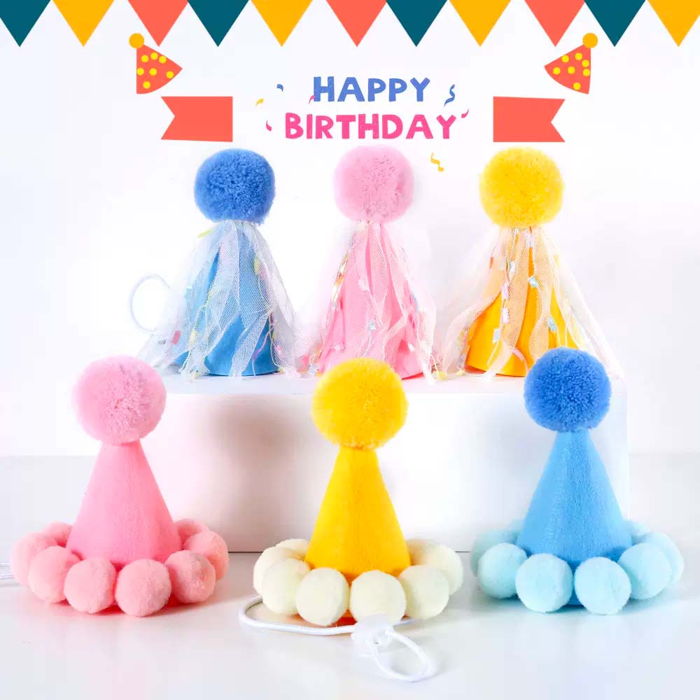 ペット用帽子 バースデイ 帽子 ペット 犬 猫 誕生日 記念日 おしゃれ かわいい 男の子 女の子 SNS映え 小型犬 中型犬 ペットウェア お祝い アニバーサリー 猫犬通用 インスタグラム ポップのサムネイル