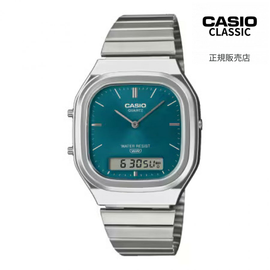 【CASIO CLASSIC(カシオ クラシック） 国内正規品】CASIO カシオ AQ-240E-3AJF デジアナ メンズ腕時計 グリーン 樹脂バンド 日常生活防水 シンプル レトロデザイン チープカシオ チプカシ