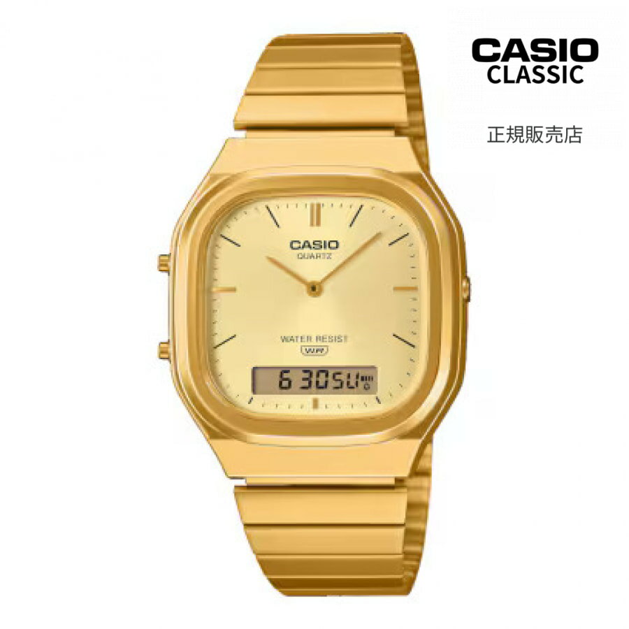 【ブラックフライデー限定 1/2で100%ポイント】【CASIO CLASSIC(カシオ クラシック） 国内正規品】 CASIO カシオ AQ-240EG-9AJF デジアナ メンズ腕時計 ゴールド メタルバンド 日常生活防水 レトロ クラシック デザイン
