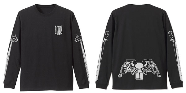 進撃の巨人 調査兵団 袖リブロングスリーブTシャツ/BLACK-S（再販）[コスパ]《06月予約》