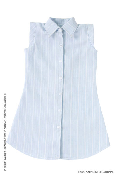 1/3スケール用 50ノースリーブシャツワンピース ライトブルーストライプ (ドール用)[アゾン]《発売済・在庫品》