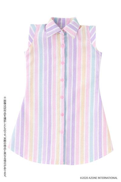 1/3スケール用 50ノースリーブシャツワンピース パステルストライプ (ドール用)[アゾン]《発売済・在庫..