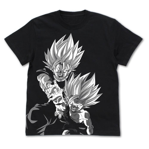 ドラゴンボールZ 親子かめはめ波 オールプリントTシャツ/BLACK-XL（再販） コスパ 《発売済 在庫品》