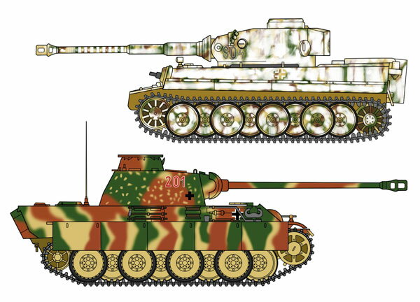 1/72 タイガーI型 ＆ パンサーG型“ドイツ陸軍主力戦車コンボ” プラモデル[ハセガワ]《09月予約》