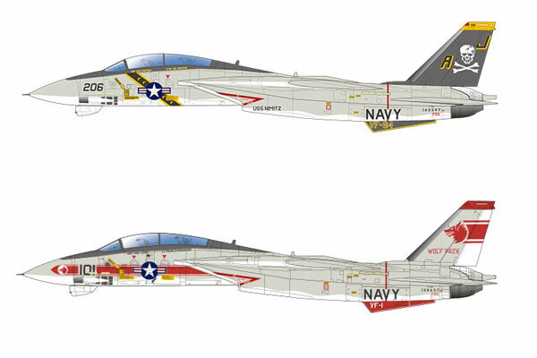 1/144 アメリカ海軍 F-14A トムキャット VF-84 ジョリーロジャース ＆ VF-1 ウルフパック 2機セット プラモデル[プラッツ]《在庫切れ》