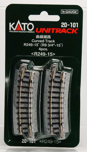 20-101 曲線線路R249-15° (4本入)[KATO]《発売済・在庫品》