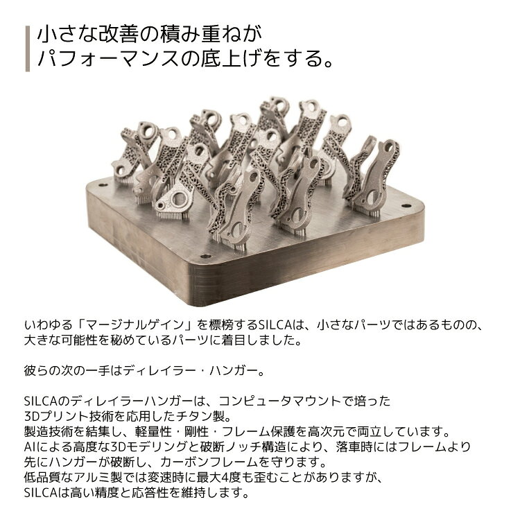 自転車アクセサリーの AmicalのSILCA シリカ ディレーラーハンガー 3Dプリント チタン製 ダイレクトマウント用 スペシャライズド用｜アングル2