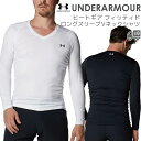 メール便で送料無料 [1個まで] ヒートギア フィッティド ロングスリーブ Vネック シャツ UNDER ARMOUR (アンダーアーマー) 長袖 サイズ MD LG XL XXL ゴルフ アウトドア アンダーシャツ