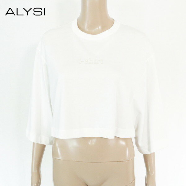 85%OFF 訳あり 新品 アリジ ALYSI トップス S ECS1313 S Mサイズ ホワイト レディース Tシャツ カットソー ショート丈 コットン イタリア製
