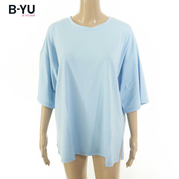 Rakuten - 80%OFF 新品 BE YOU SOON B.yu カットソー M ECS1334 フリーサイズ ライトブルー トップス Tシャツ オーバーサイズ コットン イタリア製