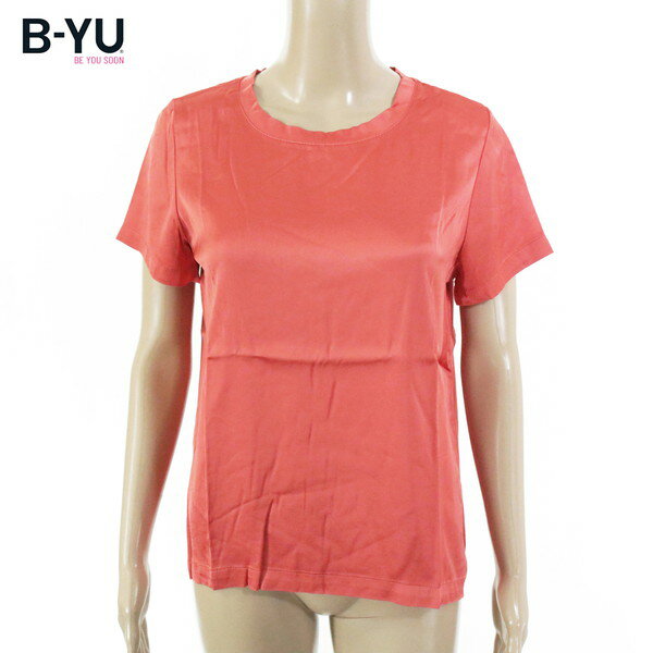 80%OFF 訳あり 新品 BE YOU SOON B.yu カットソー M ECS1335 Mサイズ レッドオレンジ トップス Tシャツ 光沢 半袖 イタリア製