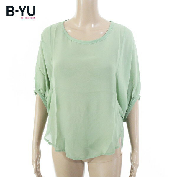 Rakuten - 80%OFF 新品 BE YOU SOON B.yu カットソーS ECS1336 フリーサイズ グリーン シアートップス シースルートップス オーバーサイズ イタリア製