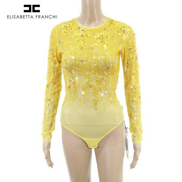 90%OFF 新品 エリザベッタフランキ ELISABETTA FRANCHI カットソー 38 ECS993 Sサイズ イエロー レディース ビジュートップス アウトレット