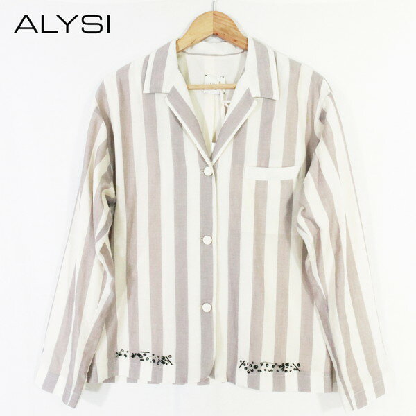 Rakuten - 90%OFF 新品 アリジ ALYSI ジャケット 42 EJK339 Lサイズ ベージュ レディース ストライプ柄ジャケット シングルジャケット コットン イタリア製
