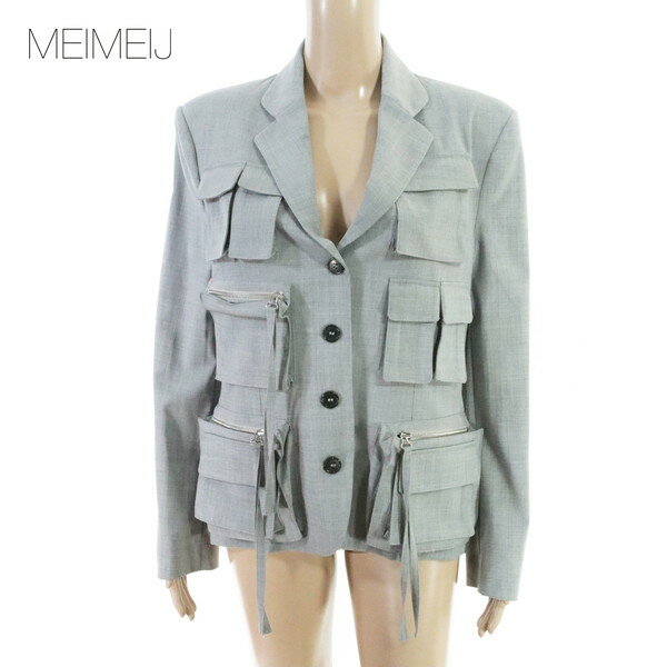 Coat - 80%OFF 新品 メイメイジェイ MEIMEI J ジャケット 40 EJK402 Mサイズ グレー レディース デザインジャケット アウター ポケット イタリア製