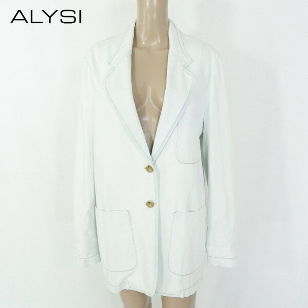 85%OFF 訳あり 新品 アリジ ALYSI ジャケット S EJK359 S M Lサイズ ライトブルー レディース テーラードジャケット デニム地 コットン イタリア製