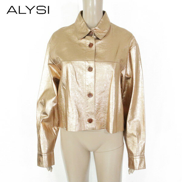 Rakuten - 85%OFF 新品 アリジ ALYSI ジャケット 42 EJK366 Lサイズ ブロンズ レディース レザージャケットアウター 羊革 メタル ショート丈