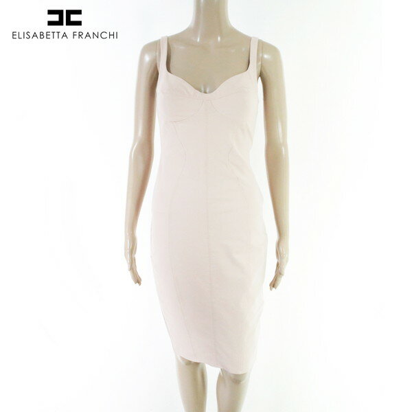 80 OFF 新品 エリザベッタフランキ ELISABETTA FRANCHI ワンピース 40 EOP1785 S Mサイズ ピンクベージュ レディース ノースリーブワンピース タイト イタリア製