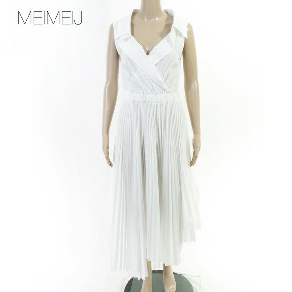 Rakuten - 80%OFF 新品 メイメイジェイ MEIMEI J ワンピース 40 EOP1836 Mサイズ ホワイト レディース ロングワンピース プリーツ コットン イタリア製