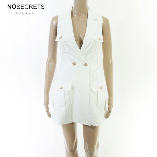 Rakuten - 80%OFF 新品 ノーシークレッツ NO SECRETS ワンピース 40 EOP1891 Sサイズ ホワイト レディース ノースリーブワンピース 襟付き ゴールドボタン