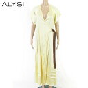 90%OFF 訳あり 新品 アリジ ALYSI ワンピース 42 EOP1595 M Lサイズ イエロー レディース ロングワンピース ラップワンピース ドレープ イタリア製