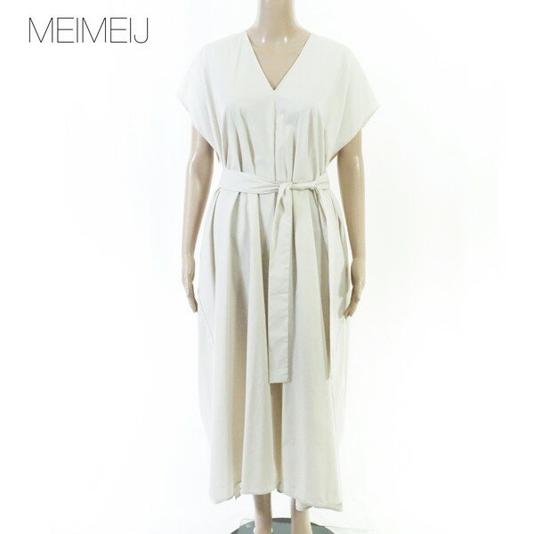 Rakuten - 80%OFF 新品 メイメイジェイ MEIMEI J ワンピース 40 EOP1847 フリーサイズ オフベージュ レディース 半袖ロングワンピース コットン イタリア製