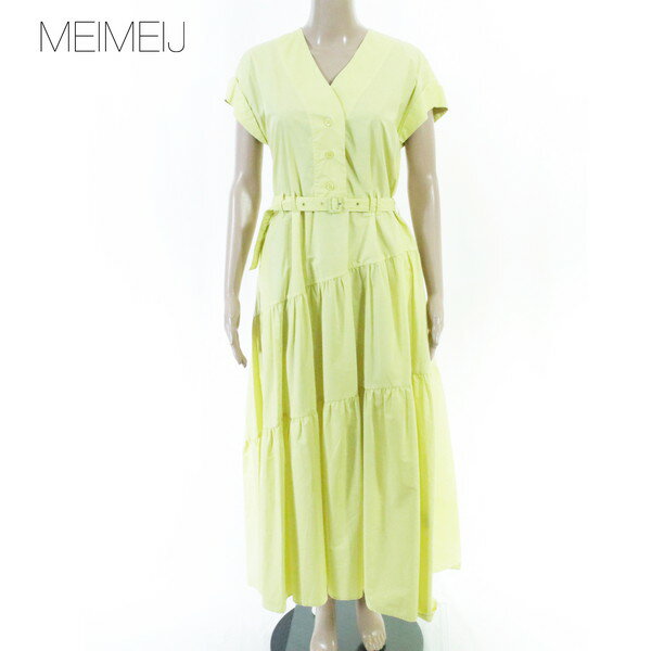 Rakuten - 80%OFF 新品 メイメイジェイ MEIMEI J ワンピース 40 EOP1851 Mサイズ イエロー レディース 半袖ロングワンピース コットン イタリア製