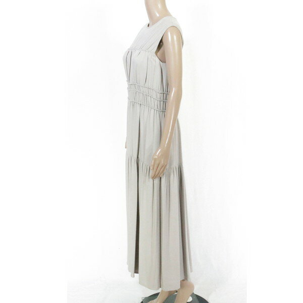 85%OFF 新品 アリジ ALYSI ワンピース 42 EOP1523 Lサイズ グレージュ レディース ロングワンピース ギャザー ノースリーブ イタリア製