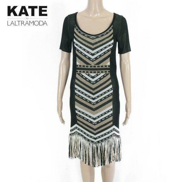 85%OFF 新品 ケイトラルトラモーダ KATE LALTRAMODA ワンピース S EOP1558 Sサイズ ブラック レディース ニットワンピース 半袖 イタリア製