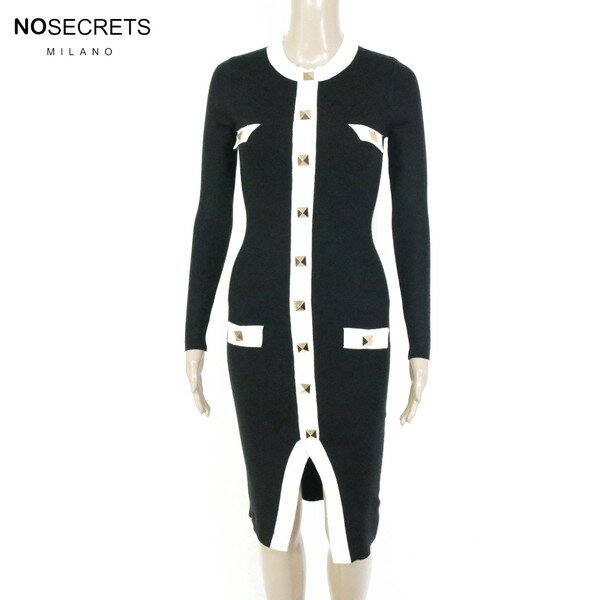 Rakuten - 80%OFF 新品 ノーシークレッツ NO SECRETS ワンピース 42 EOP1707 Mサイズ ブラック レディース 長袖ワンピース ニットワンピース スタッズ