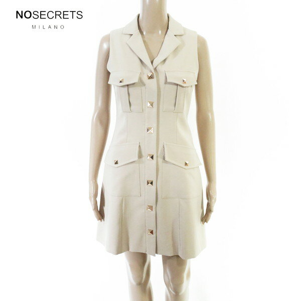Rakuten - 80%OFF 新品 ノーシークレッツ NO SECRETS ワンピース 42 EOP1893 Mサイズ ベージュ レディース ノースリーブワンピース 襟付き スタッズボタン