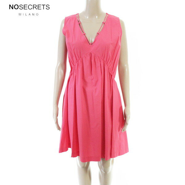 Rakuten - 80%OFF 新品 ノーシークレッツ NO SECRETS ワンピース 42 EOP1894 M Lサイズ ピンクレッド レディース ノースリーブワンピース コットン ギャザー