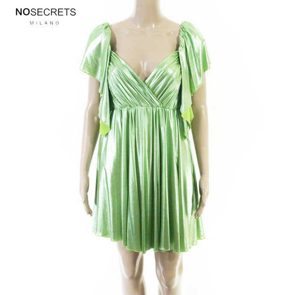 Rakuten - 80%OFF 新品 ノーシークレッツ NO SECRETS ワンピース 42 EOP1897 M Lサイズ グリーン レディース 光沢ワンピース フリル袖 ドレープ