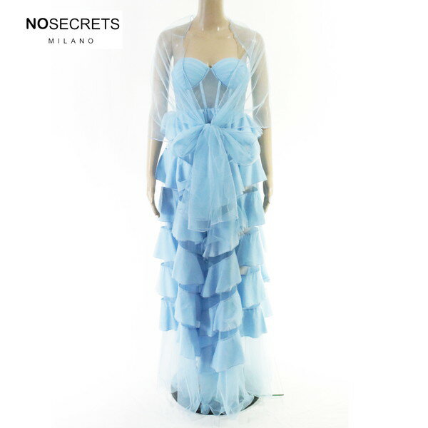 Rakuten - 80%OFF 新品 ノーシークレッツ NO SECRETS ワンピース 42 EOP1925 Mサイズ ライトブルー レディース ベアトップロングドレス オーガンジー ショール付き