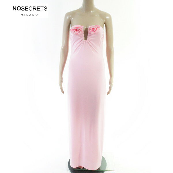 Rakuten - 80%OFF 新品 ノーシークレッツ NO SECRETS ワンピース 42 EOP1926 Mサイズ ピンク レディース ベアトップロングドレス フラワーモチーフ