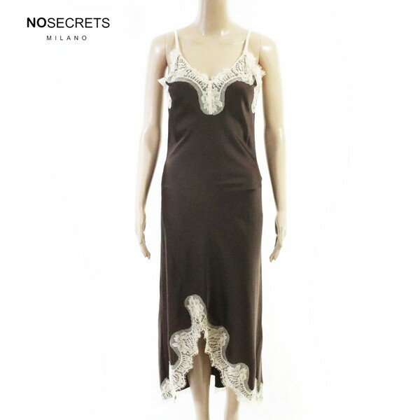 Rakuten - 80%OFF 新品 ノーシークレッツ NO SECRETS ワンピース 42 EOP1927 Mサイズ ブラウン レディース キャミソールワンピース ロング丈 光沢 レース