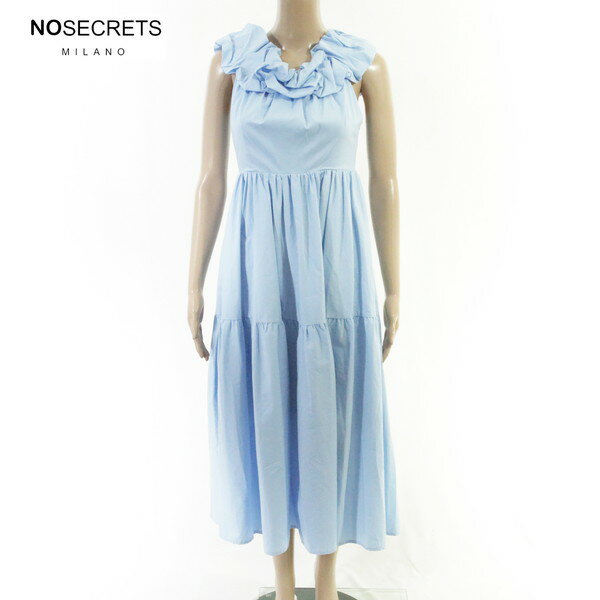 Rakuten - 80%OFF 新品 ノーシークレッツ NO SECRETS ワンピース 42 EOP1937 Mサイズ ライトブルー レディース コットンロングワンピース ギャザー フリル