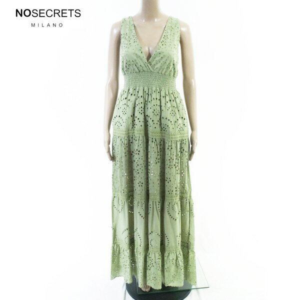 Rakuten - 80%OFF 新品 ノーシークレッツ NO SECRETS ワンピース 42 EOP1939 M Lサイズ カーキ レディース コットンロングワンピース ノースリーブ レース
