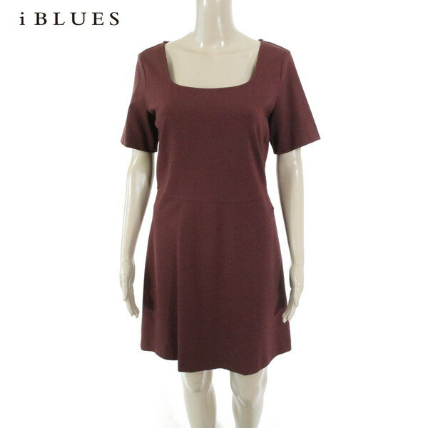 Rakuten - 85%OFF 新品 イブルース i BLUES ワンピース 42 EOP1641 M Lサイズ エンジ レディース 半袖ワンピース ストレッチ スクエアネック