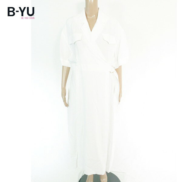 Rakuten - 85%OFF 訳あり 新品 BE YOU SOON B-YU ワンピース M EOP1774 M Lサイズ ホワイト ロングワンピース ラップワンピース 半袖 イタリア製