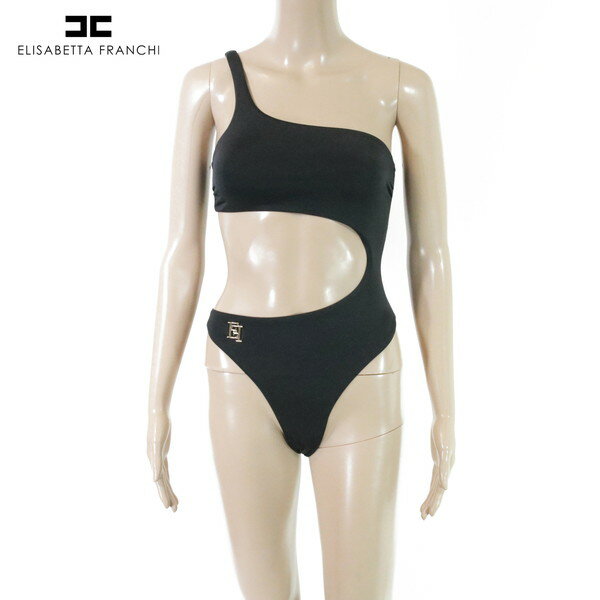 『スーパーSALE割引対象』80%OFF 新品 エリザベッタフランキ ELISABETTA FRANCHI 水着 38 EOT1149 Sサイズ ブラック レディース ワンショルダー ワンピース型 スウィムウェア イタリア製