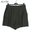 85%OFF 新品 アリジ ALYSI パンツ 42 EPT929 M Lサイズ ブラウン レディース ショートパンツ キュロットパンツ ウール ストライプ柄 イタリア製