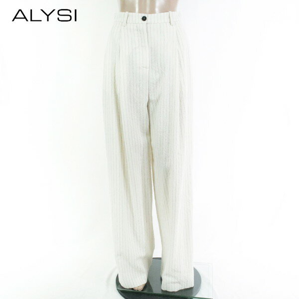 Rakuten - 85%OFF 新品 アリジ ALYSI パンツ 40 EPT1143 Mサイズ オフホワイト レディース ワイドパンツ タック入り ウール ストライプ柄 イタリア製