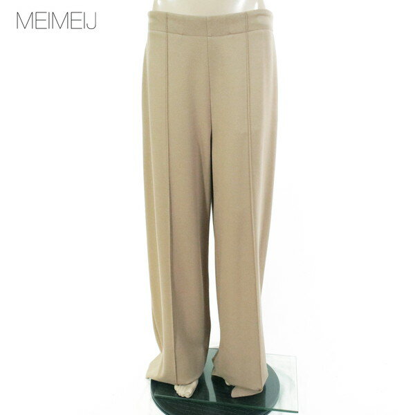 Rakuten - 80%OFF 新品 メイメイジェイ MEIMEI J パンツ 42 EPT1119 Lサイズ ベージュ レディース ワイドパンツ ウエストゴム センターライン入り イタリア製