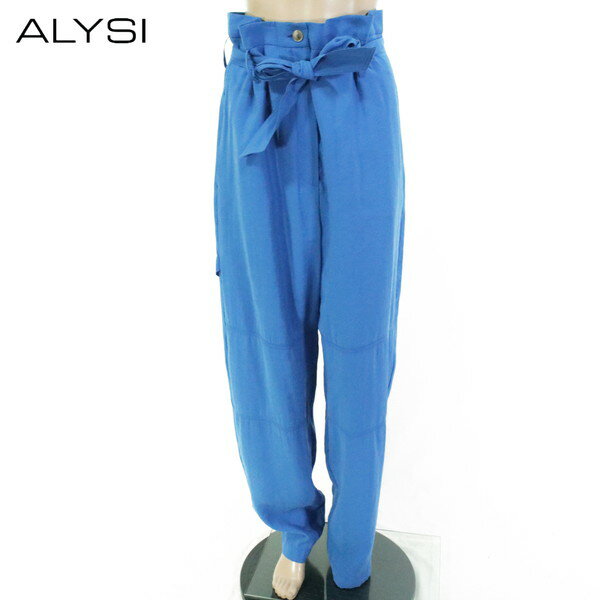 Rakuten - 85%OFF 新品 アリジ ALYSI パンツ 42 EPT1126 Lサイズ ブルー レディース ワイドパンツ カラーパンツ 紐ベルト付き イタリア製