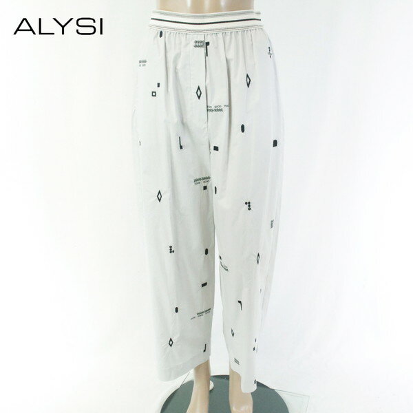 Rakuten - 80%OFF 新品 アリジ ALYSI パンツ 42 EPT1164 Lサイズ ライトグレー レディース 刺しゅう入りデザインパンツ ウエストゴム コットン イタリア製