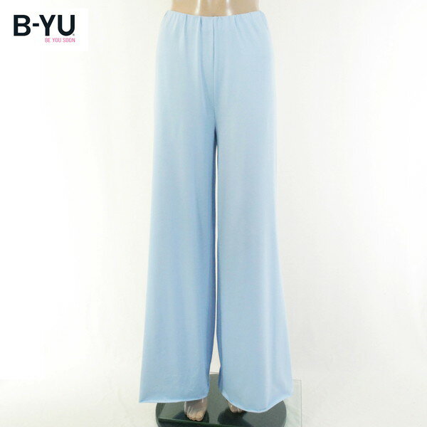 Rakuten - 80%OFF 新品 BE YOU SOON B.yu パンツ M EPT1171 Mサイズ ライトブルー レディース ワイドパンツ コットン ウエストゴム リラックスパンツ イタリア製